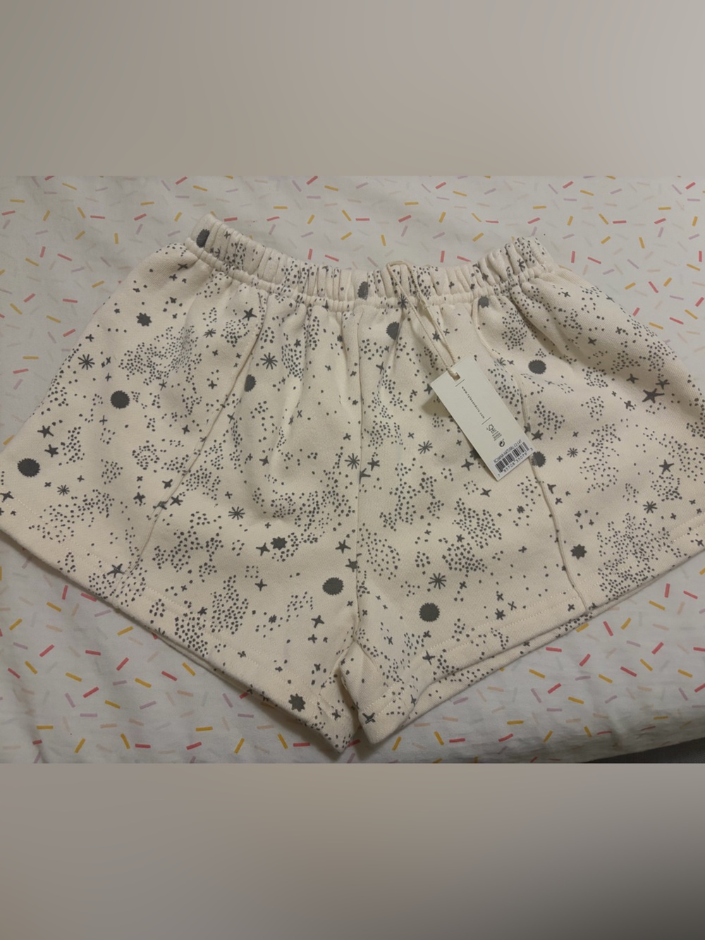 Rylee + Cru Cream Shorts with Gray Star Print